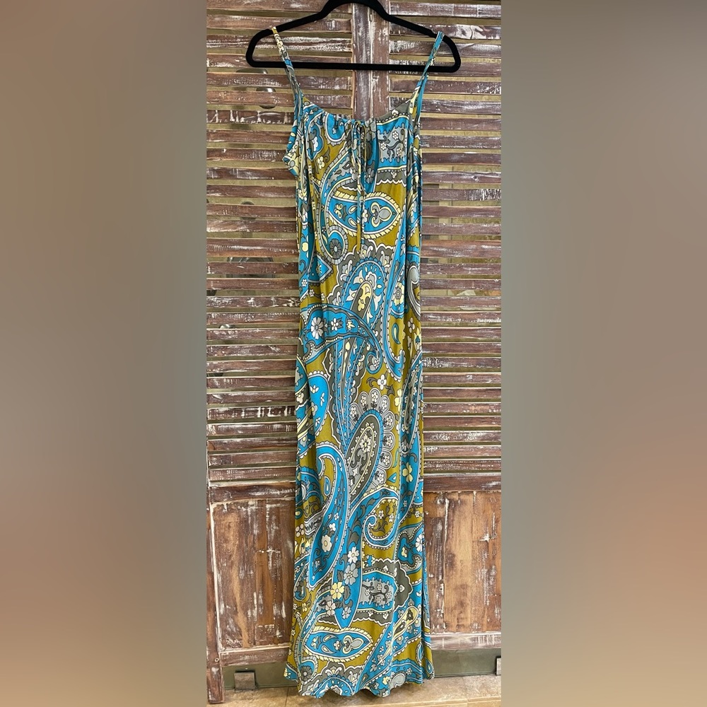 Paisley Print Maxi Dress - Blue and Yellow
